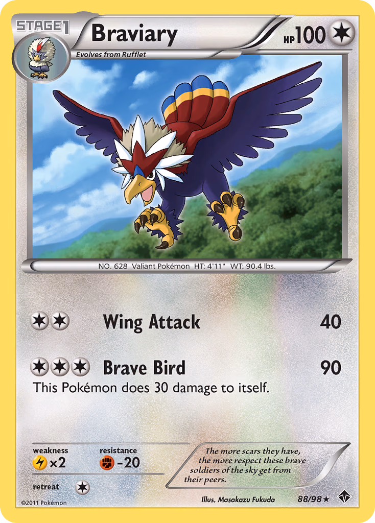 Braviary Pokemon card (88/98, Emerging Powers)