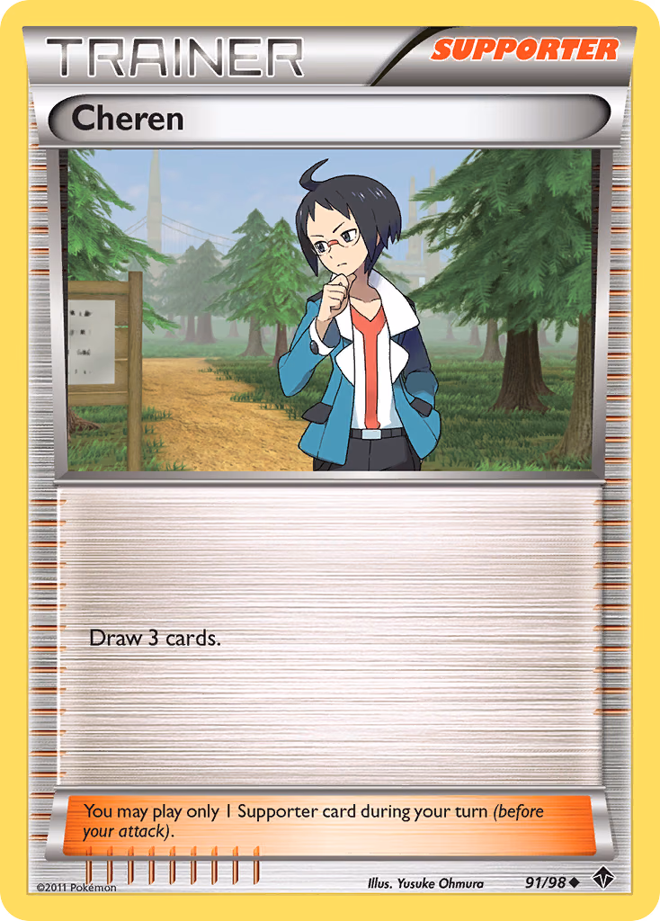 Cheren Pokemon card (91/98, Emerging Powers)