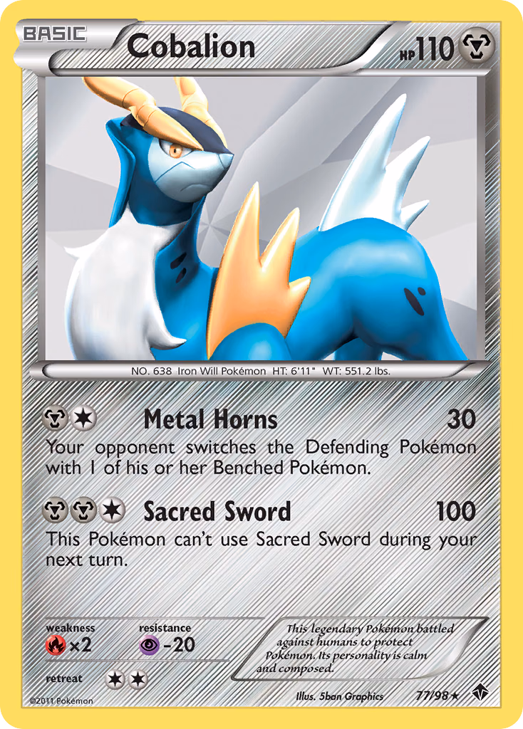 Cobalion Pokemon card (77/98, Emerging Powers)