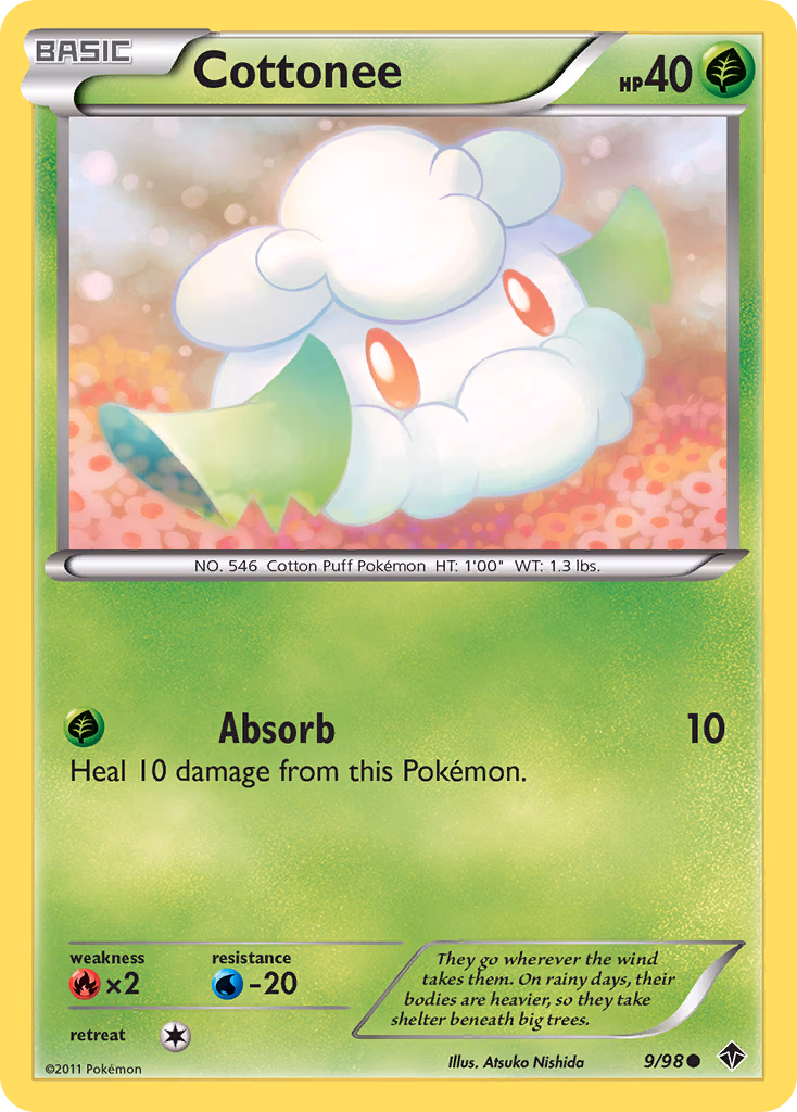 Cottonee Pokemon card (9/98, Emerging Powers)