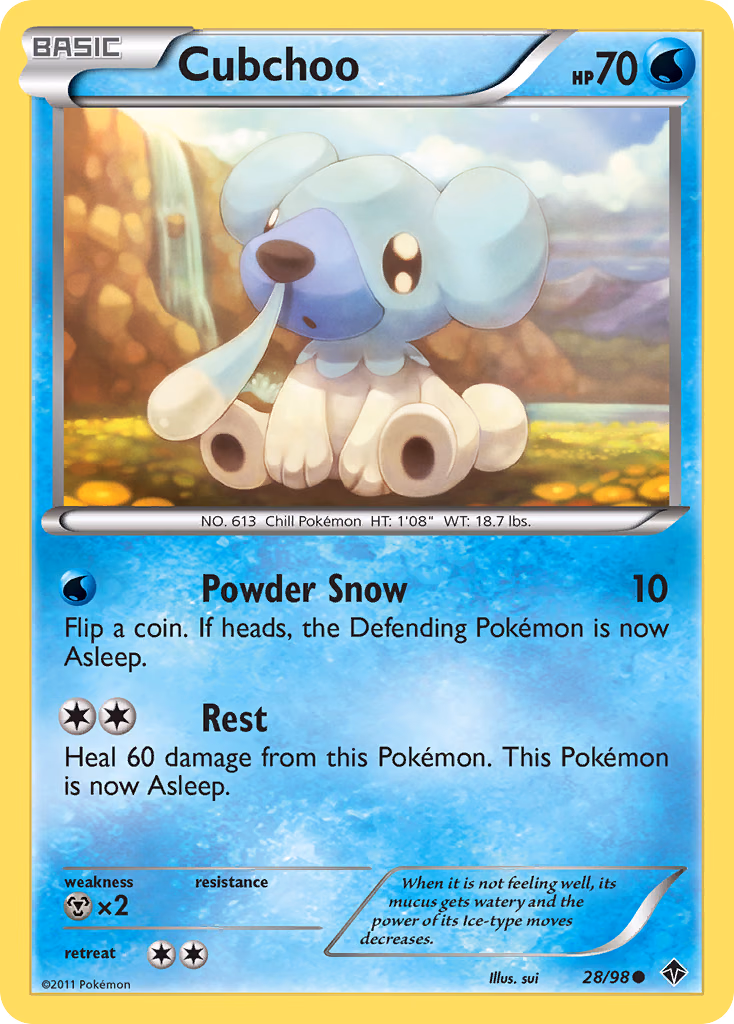 Cubchoo Pokemon card (28/98, Emerging Powers)
