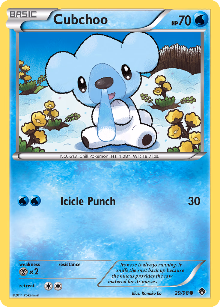 Cubchoo Pokemon card (29/98, Emerging Powers)