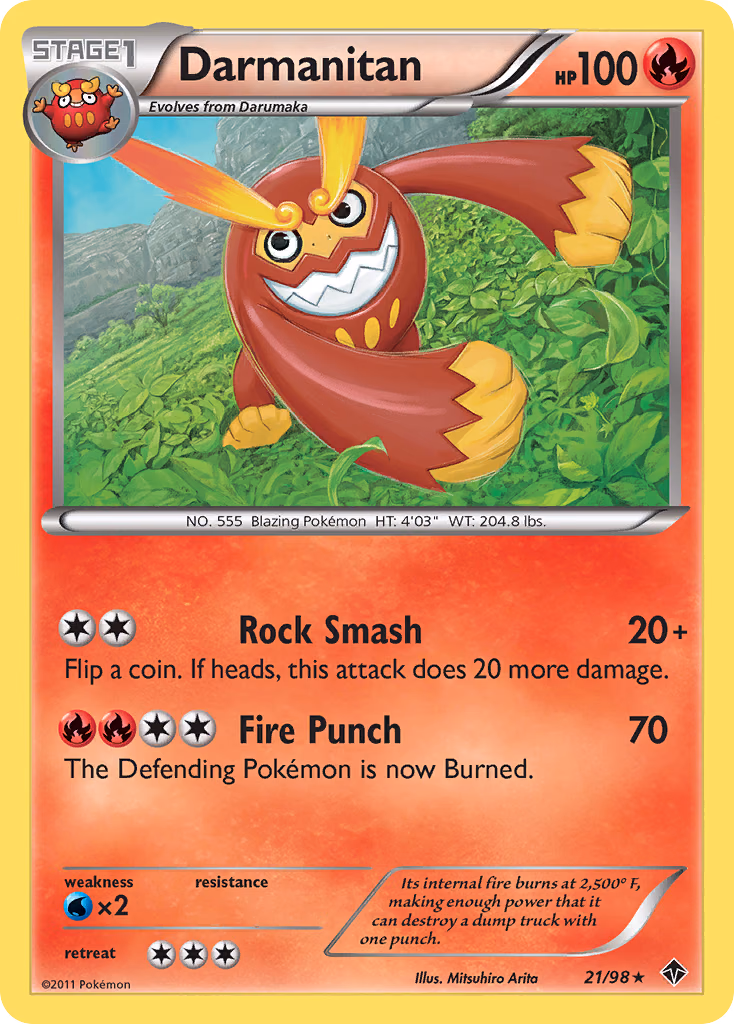 Darmanitan Pokemon card (21/98, Emerging Powers)