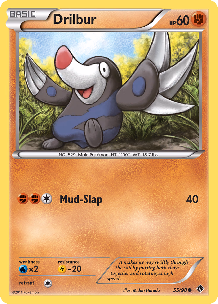 Drilbur Pokemon card (55/98, Emerging Powers)