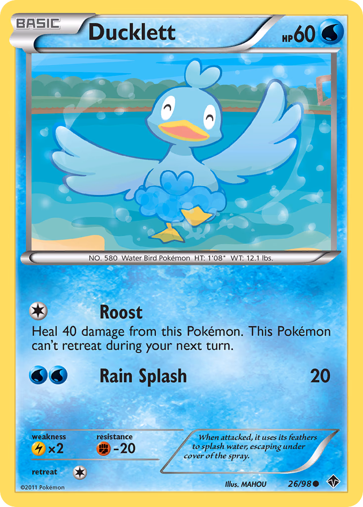 Ducklett Pokemon card (26/98, Emerging Powers)