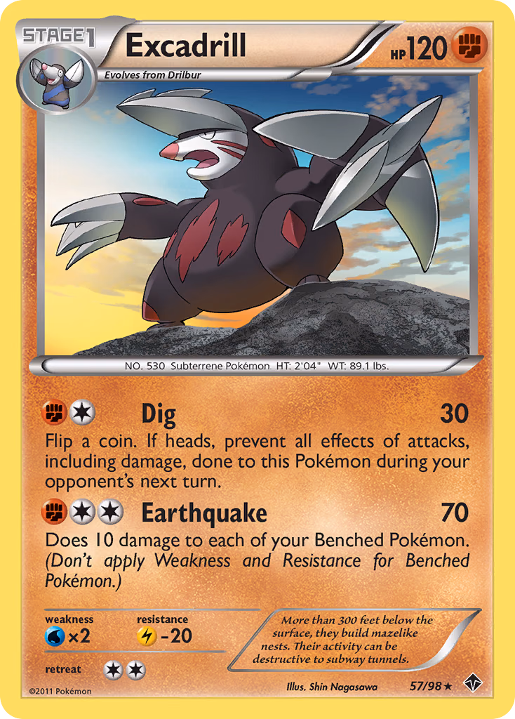 Excadrill Pokemon card (57/98, Emerging Powers)