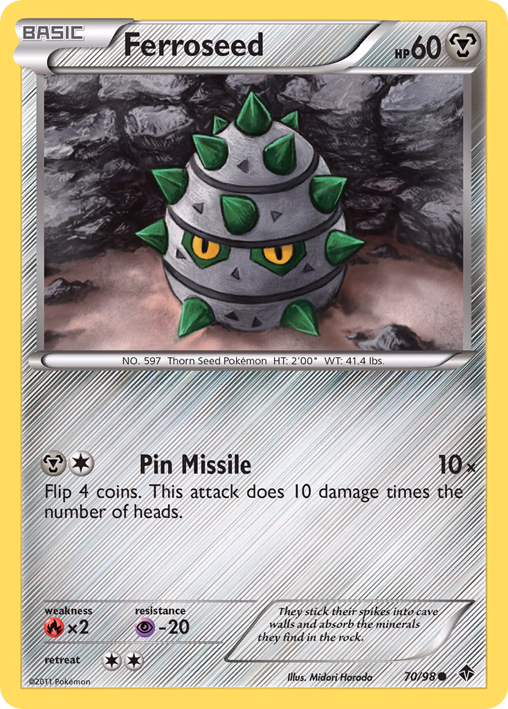 Ferroseed Pokemon card (70/98, Emerging Powers)