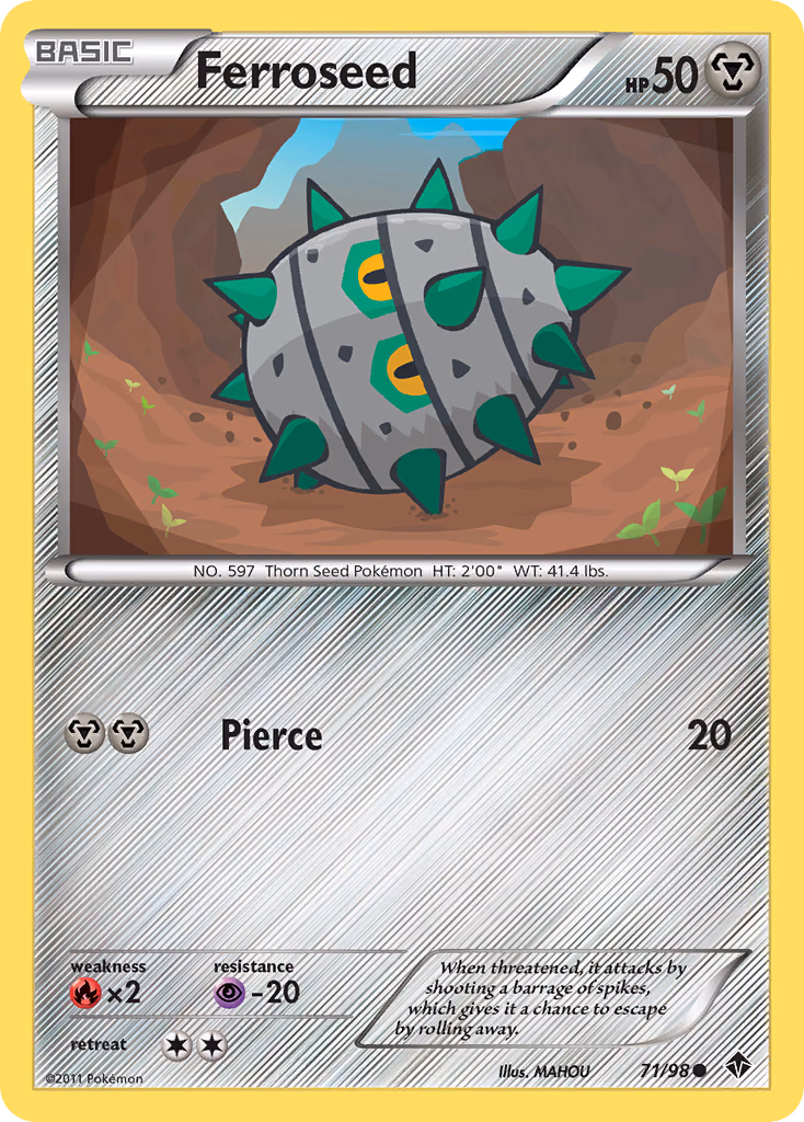 Ferroseed Pokemon card (71/98, Emerging Powers)