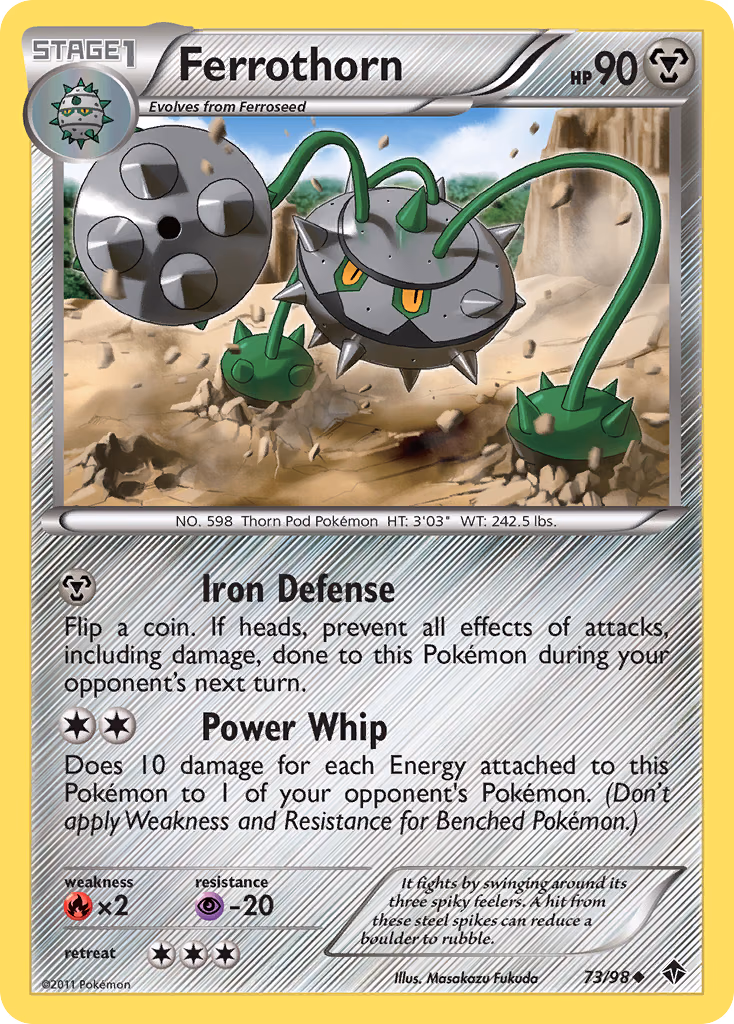 Ferrothorn Pokemon card (73/98, Emerging Powers)