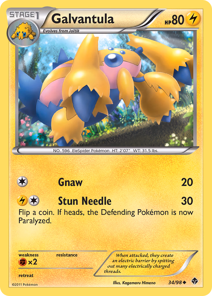 Galvantula Pokemon card (34/98, Emerging Powers)