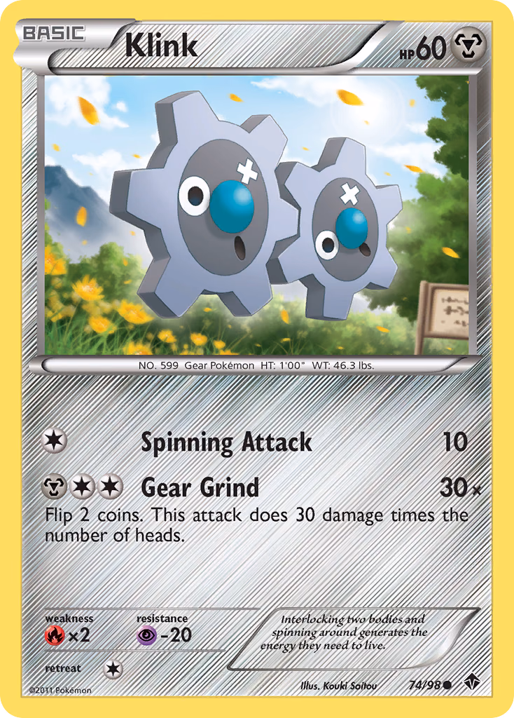 Klink Pokemon card (74/98, Emerging Powers)