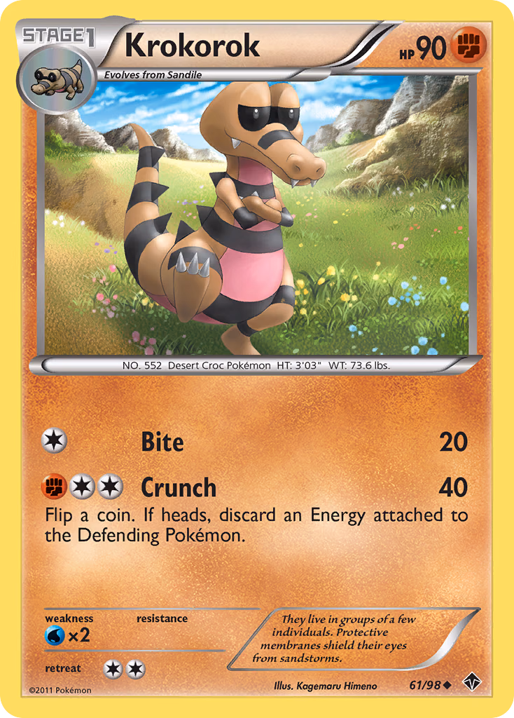 Krokorok Pokemon card (61/98, Emerging Powers)