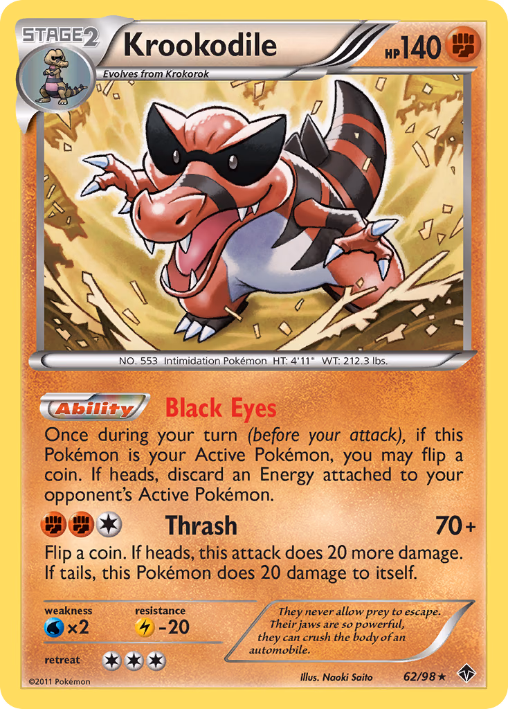 Krookodile Pokemon card (62/98, Emerging Powers)