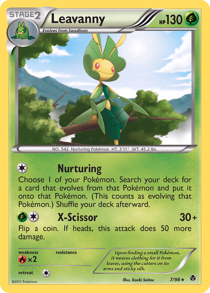 Leavanny Pokemon card (7/98, Emerging Powers)