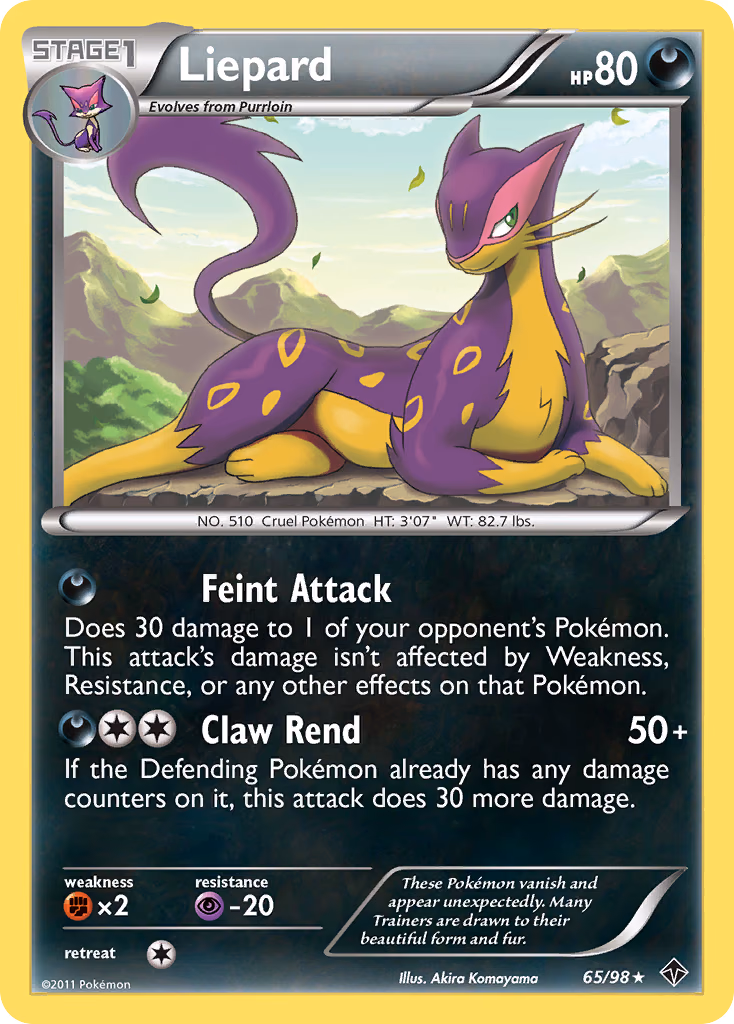 Liepard Pokemon card (65/98, Emerging Powers)