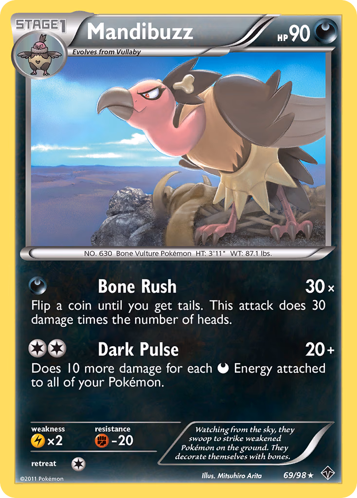 Mandibuzz Pokemon card (69/98, Emerging Powers)