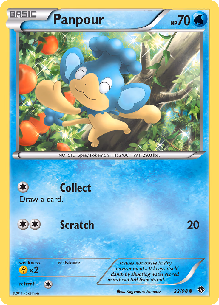 Panpour Pokemon card (22/98, Emerging Powers)