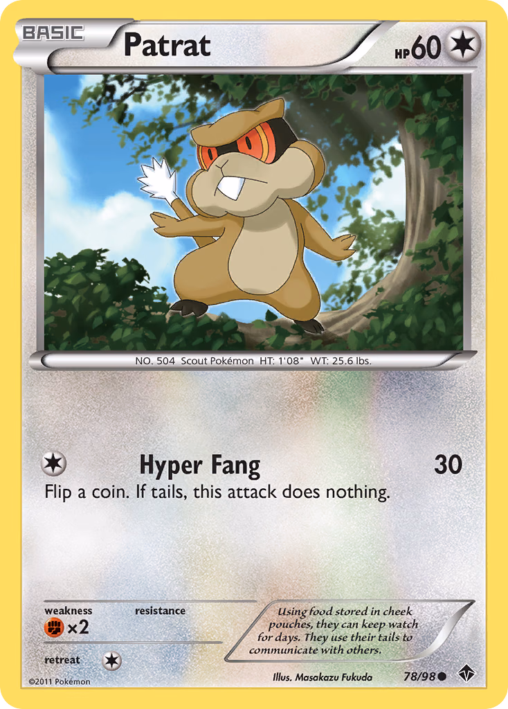 Patrat Pokemon card (78/98, Emerging Powers)