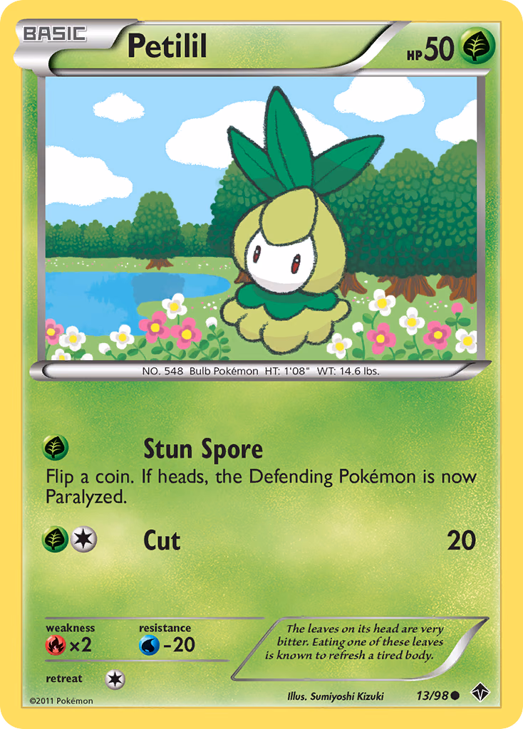 Petilil Pokemon card (13/98, Emerging Powers)