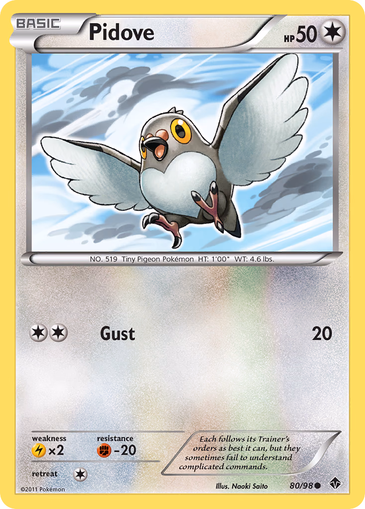 Pidove Pokemon card (80/98, Emerging Powers)
