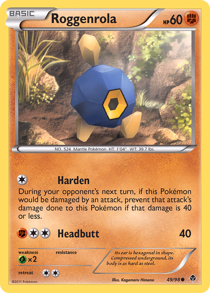 Roggenrola Pokemon card (49/98, Emerging Powers)