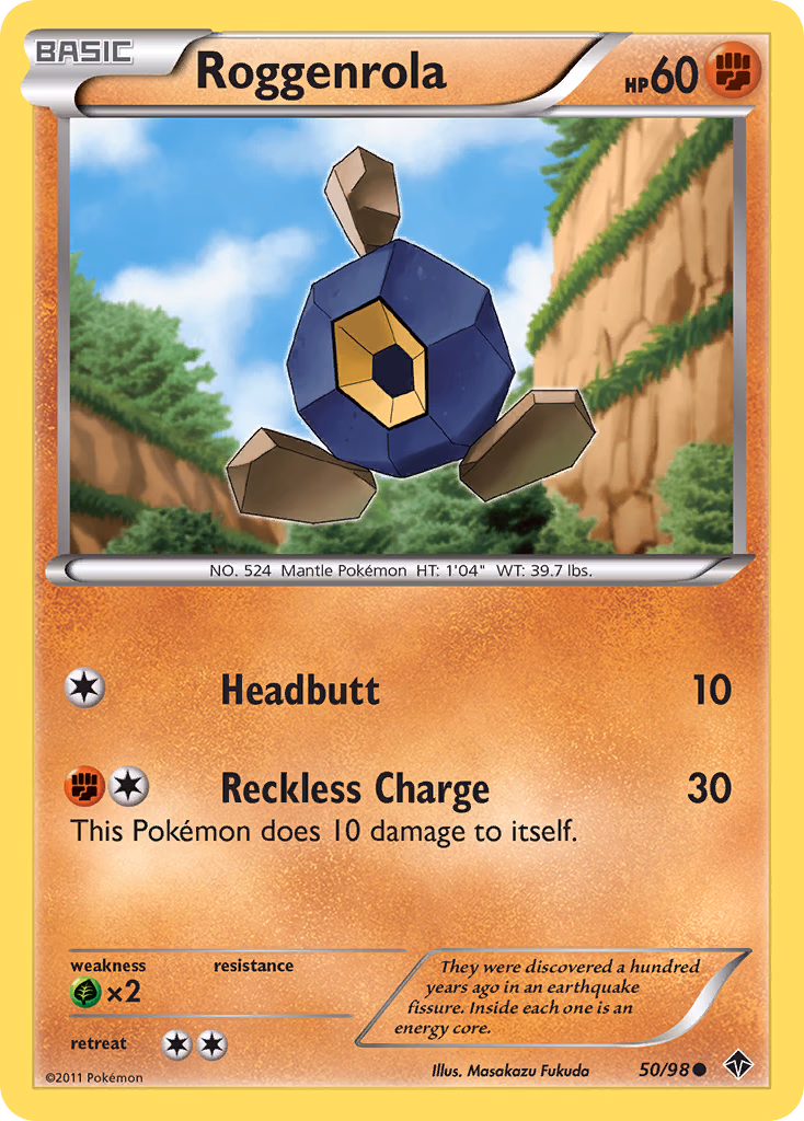 Roggenrola Pokemon card (50/98, Emerging Powers)