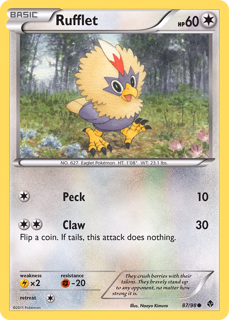 Rufflet Pokemon card (87/98, Emerging Powers)