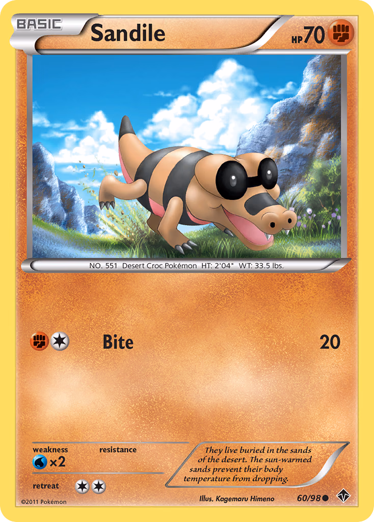 Sandile Pokemon card (60/98, Emerging Powers)