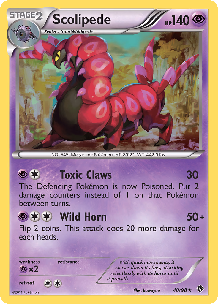 Scolipede Pokemon card (40/98, Emerging Powers)