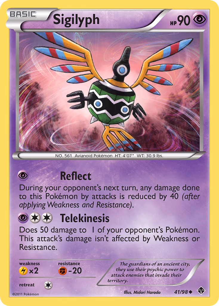 Sigilyph Pokemon card (41/98, Emerging Powers)