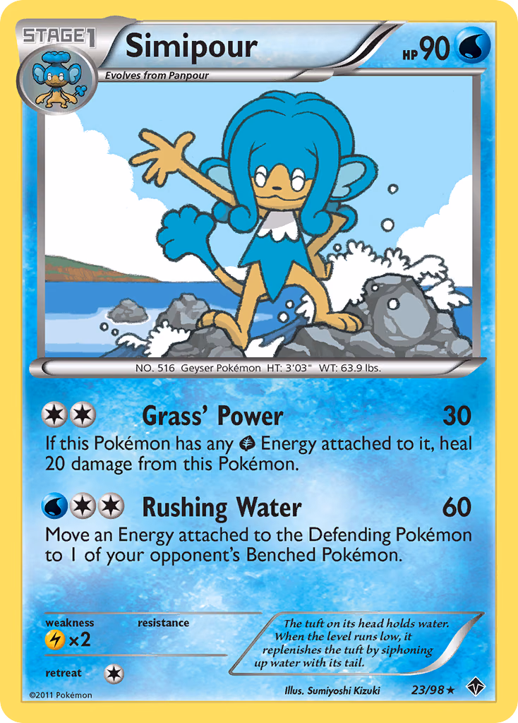 Simipour Pokemon card (23/98, Emerging Powers)