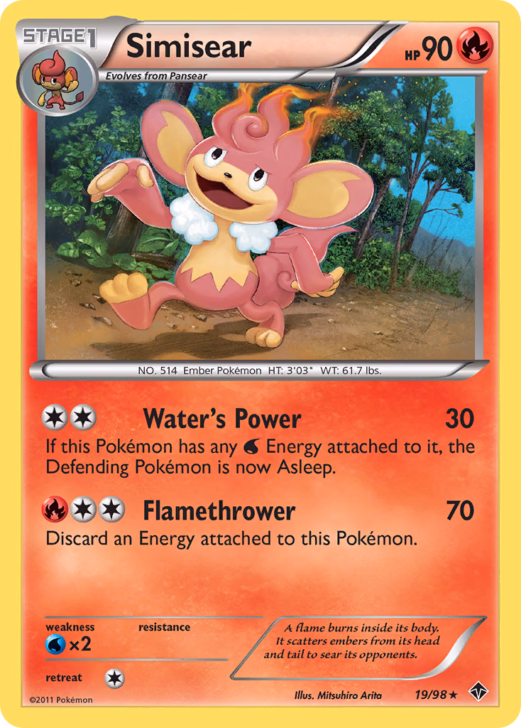 Simisear Pokemon card (19/98, Emerging Powers)