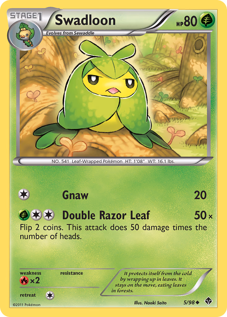 Swadloon Pokemon card (5/98, Emerging Powers)