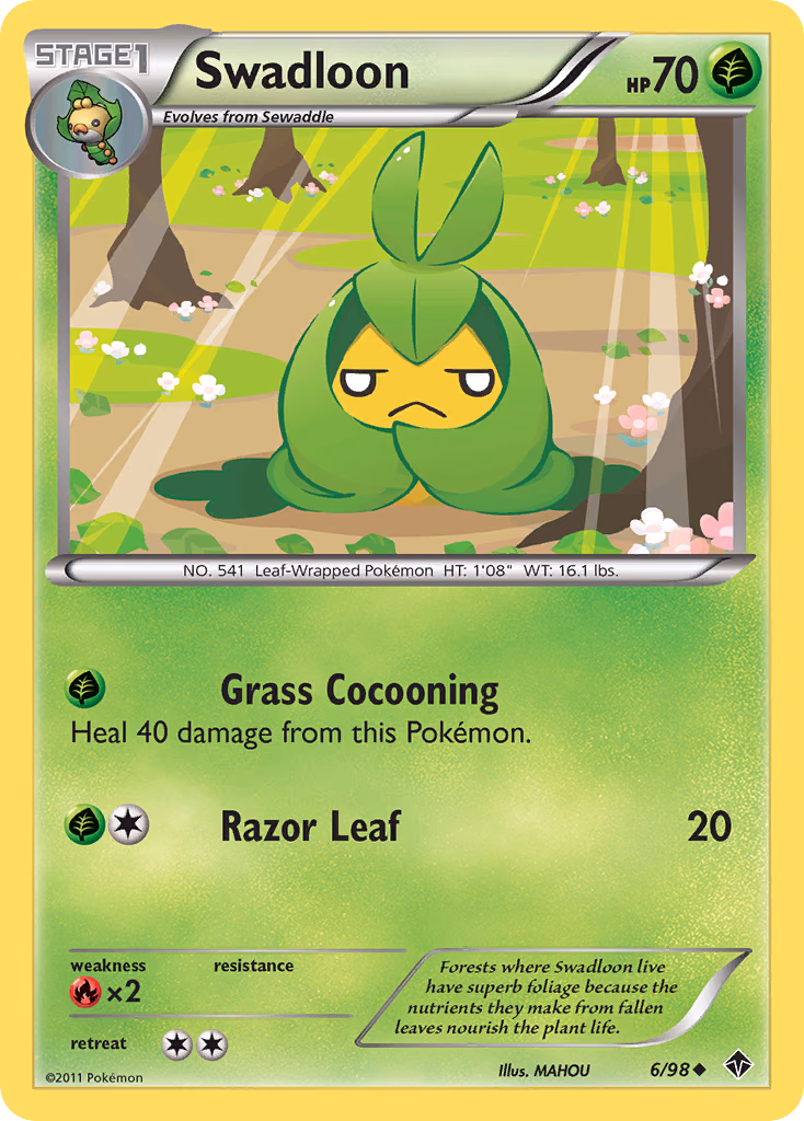 Swadloon Pokemon card (6/98, Emerging Powers)