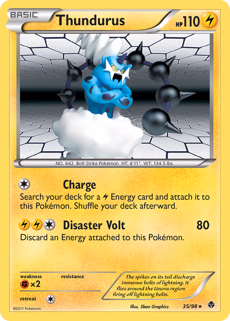 Thundurus Pokemon card (35/98, Emerging Powers)