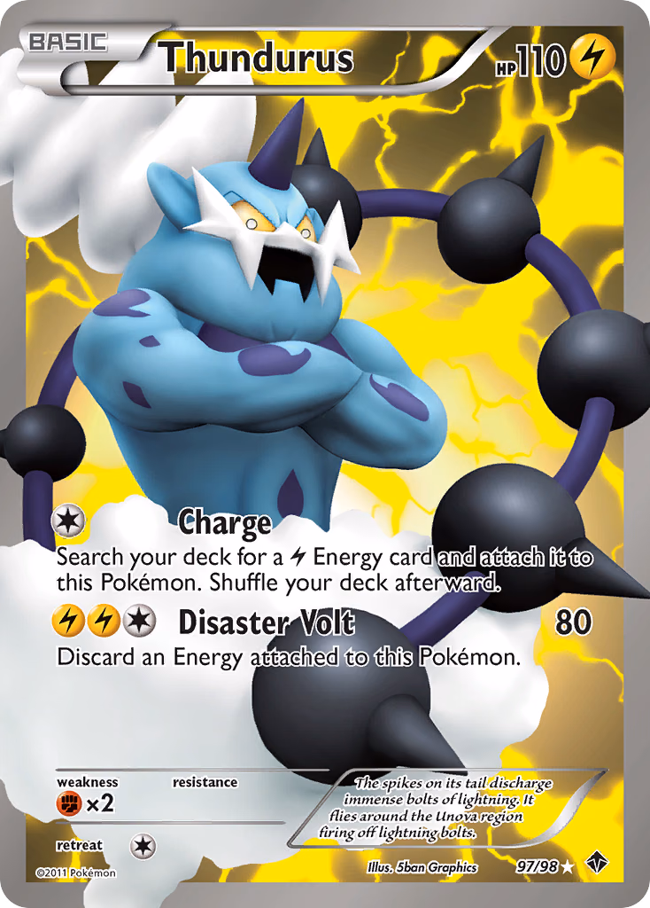 Thundurus Pokemon card (97/98, Emerging Powers)
