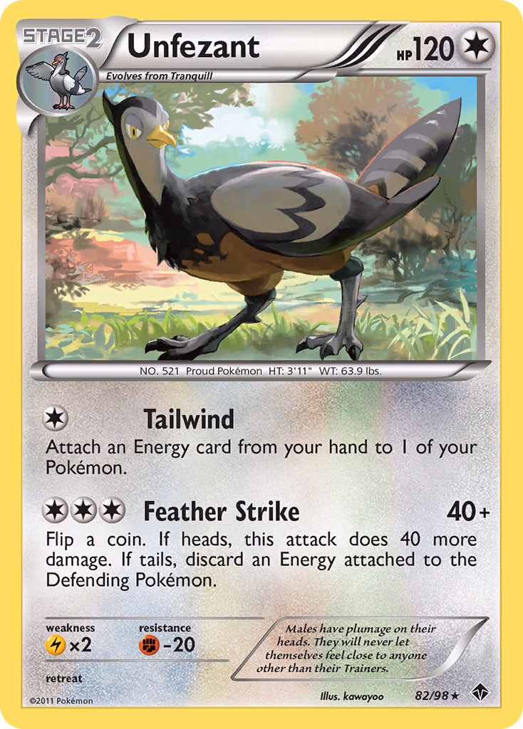 Unfezant Pokemon card (82/98, Emerging Powers)