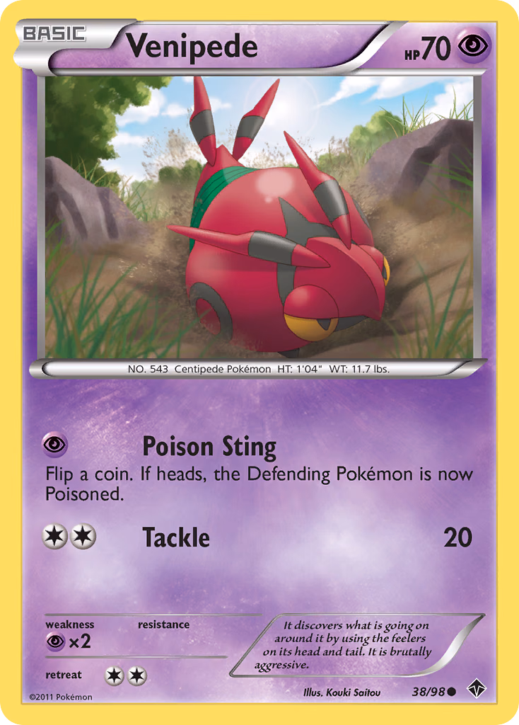 Venipede Pokemon card (38/98, Emerging Powers)