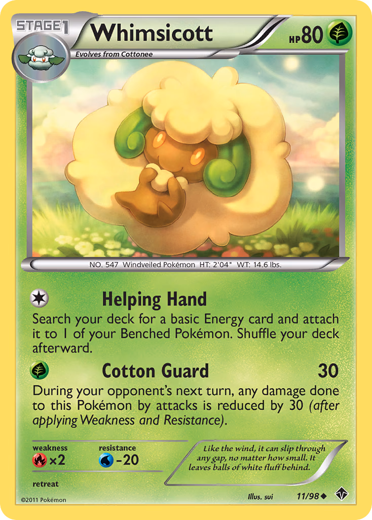 Whimsicott Pokemon card (11/98, Emerging Powers)