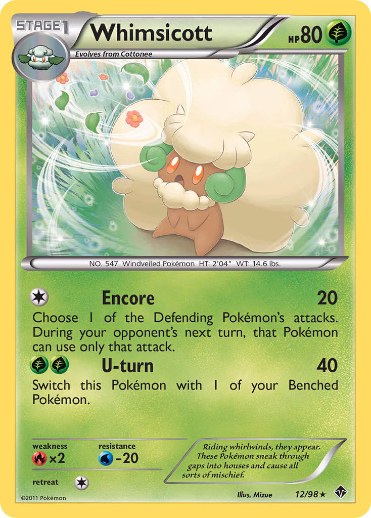 Whimsicott Pokemon card (12/98, Emerging Powers)