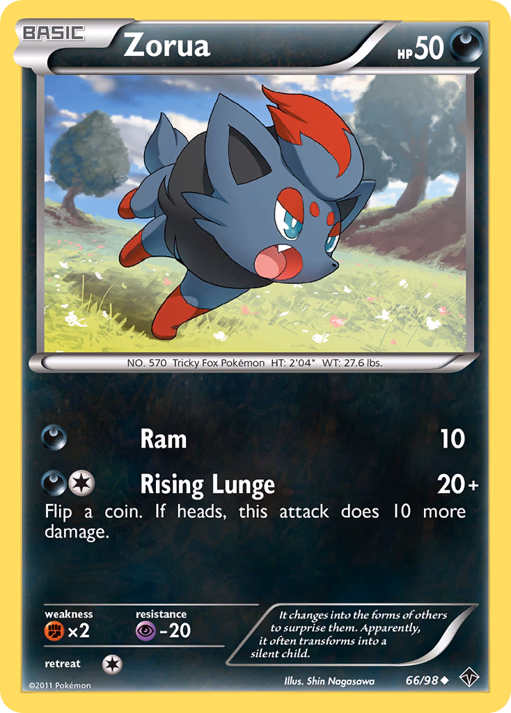 Zorua Pokemon card (66/98, Emerging Powers)