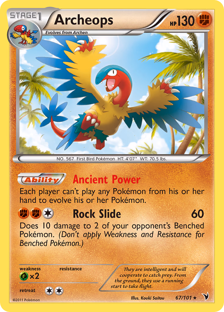 Archeops Pokemon card (67/101, Noble Victories)