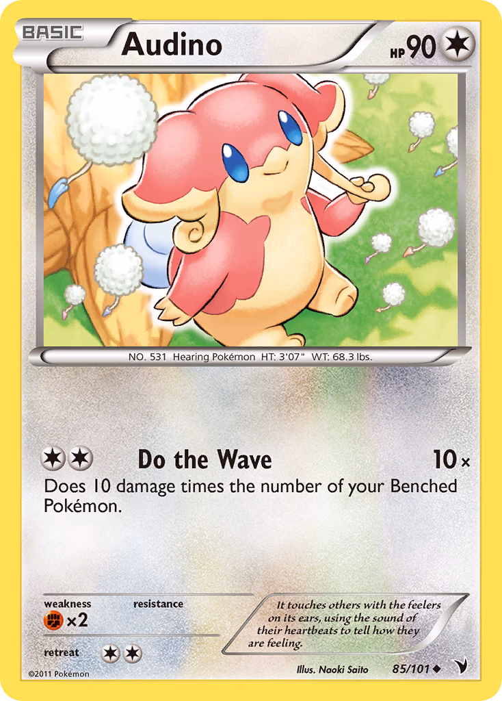 Audino Pokemon card (85/101, Noble Victories)