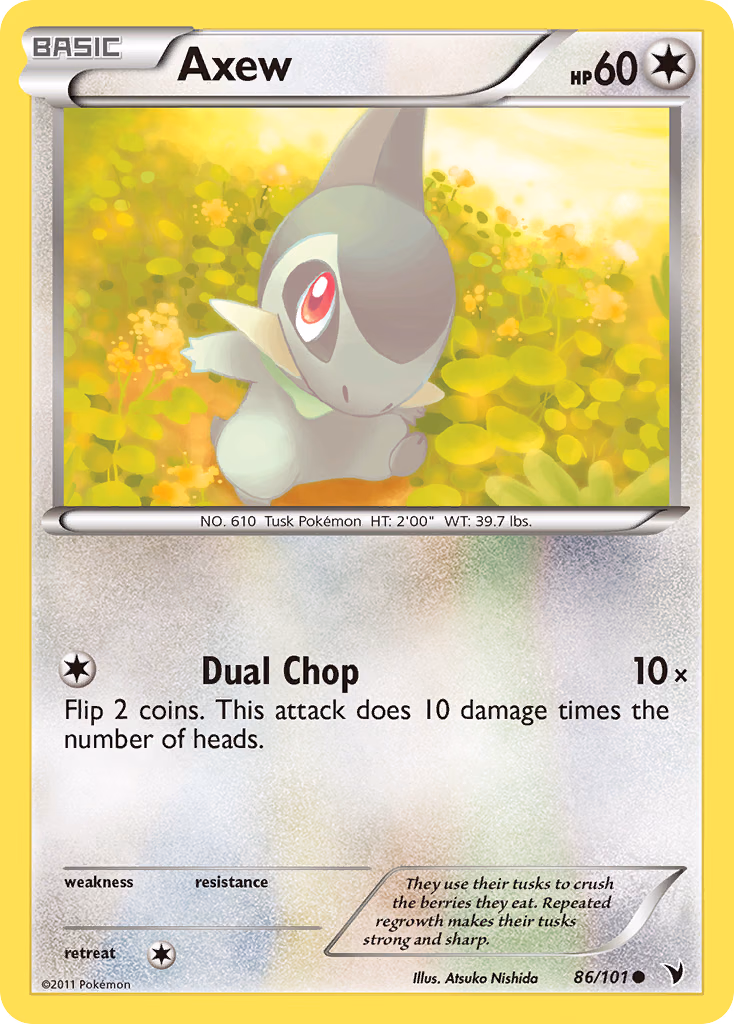 Axew Pokemon card (86/101, Noble Victories)