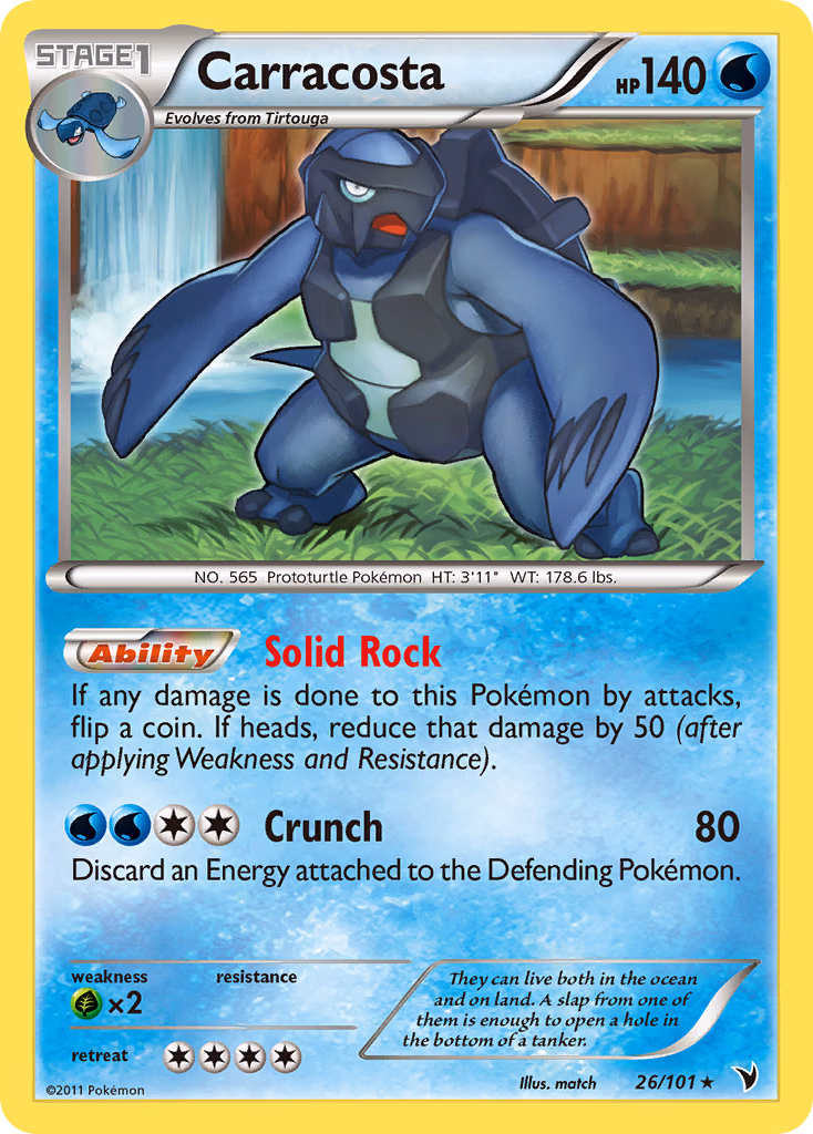Carracosta Pokemon card (26/101, Noble Victories)