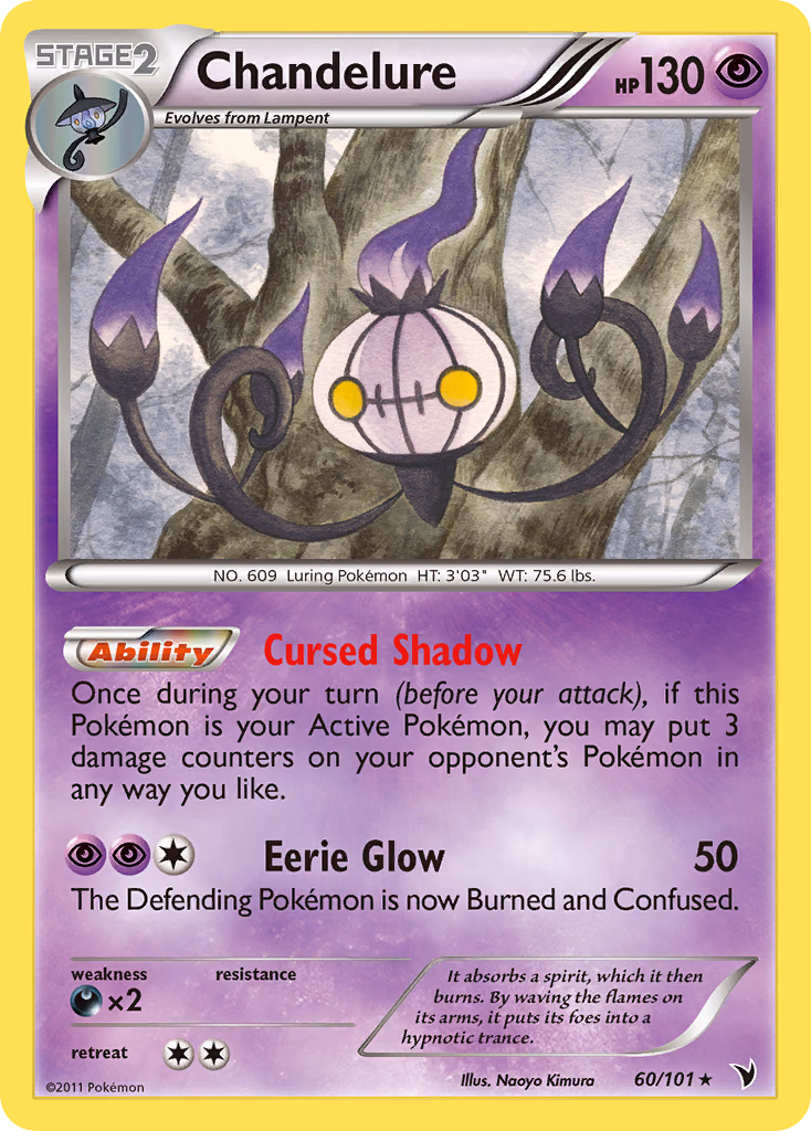 Chandelure Pokemon card (60/101, Noble Victories)