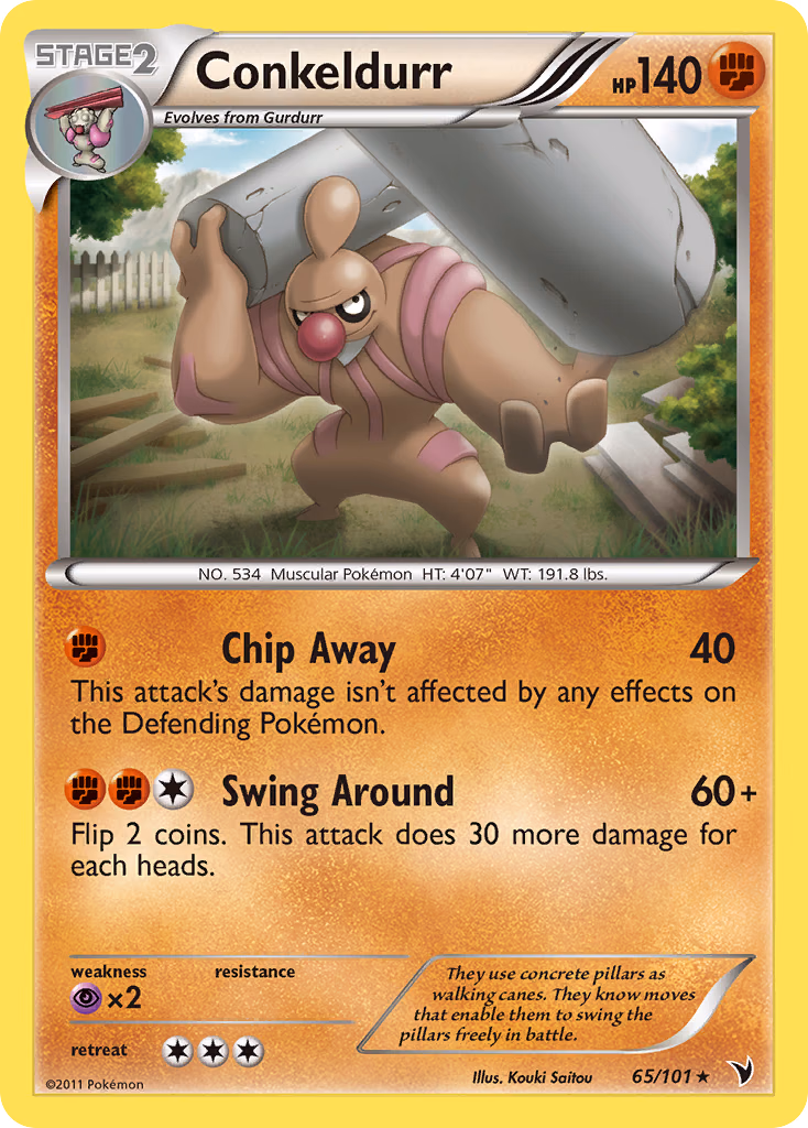 Conkeldurr Pokemon card (65/101, Noble Victories)