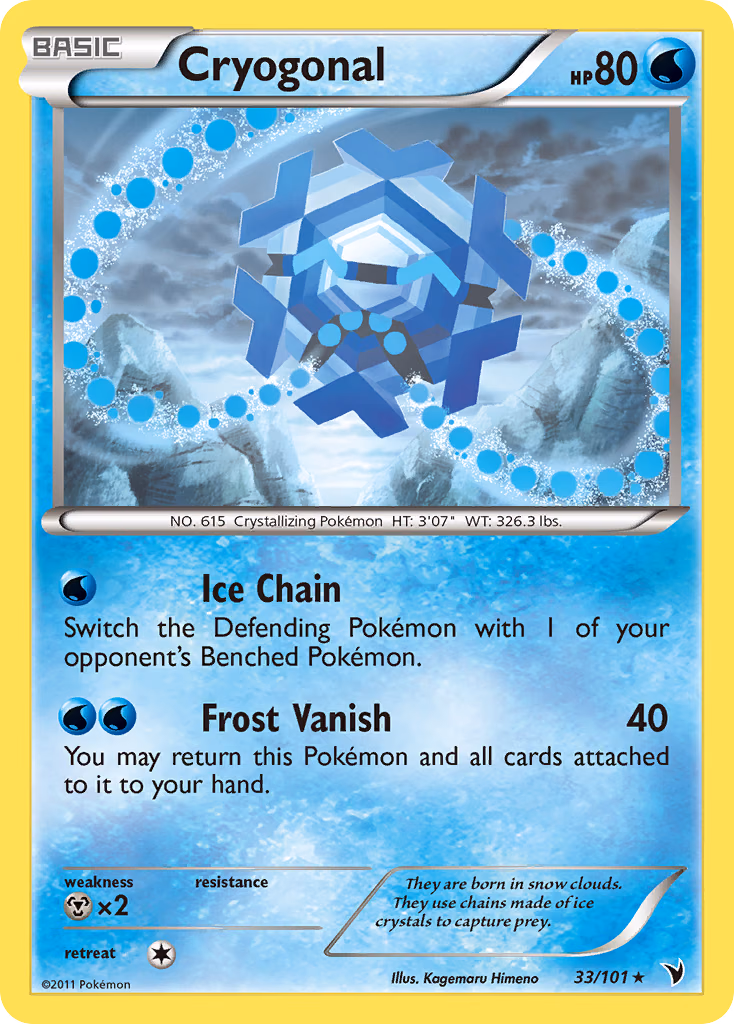Cryogonal Pokemon card (33/101, Noble Victories)