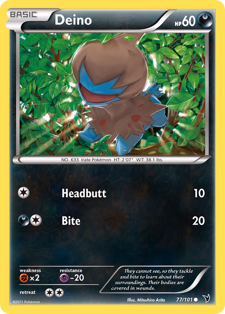 Deino Pokemon card (77/101, Noble Victories)