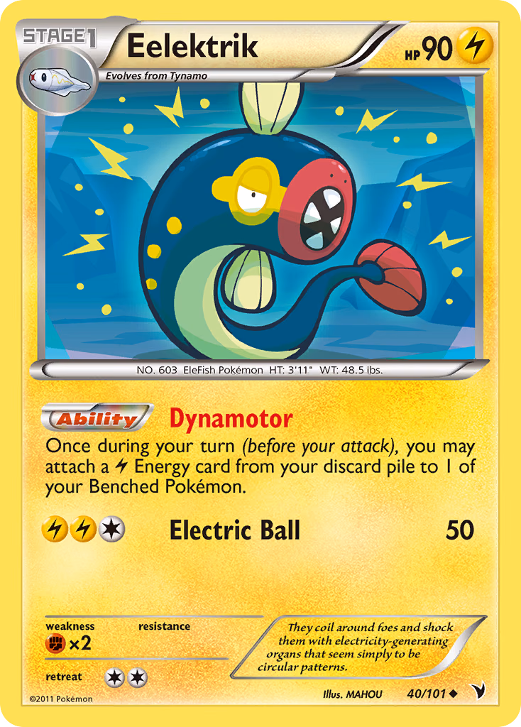 Eelektrik Pokemon card (40/101, Noble Victories)
